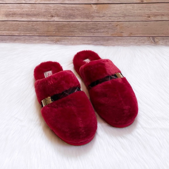 UGG Women’s Dalla Plaid Slippers In Ribbon Red - Picture 3 of 6